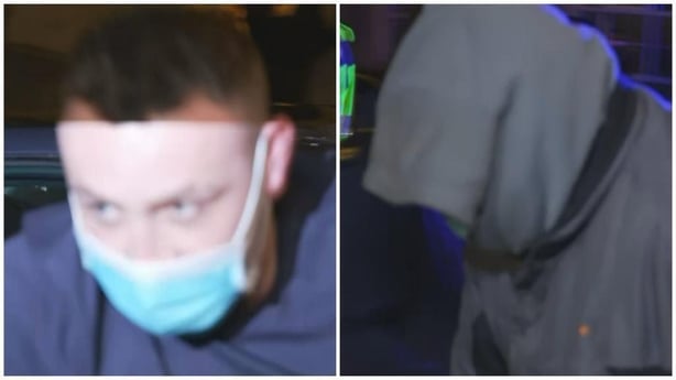 a collage of a person wearing a mask