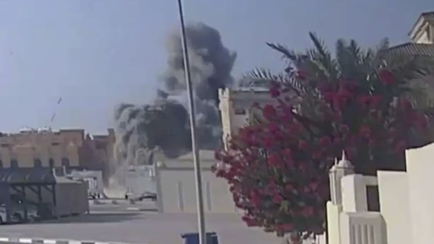 DOHA, QATAR - SEPTEMBER 9: Security footage captures the moment of an Israeli strike targeting Hamas leaders in Doha, Qatar, on September 9, 2025. (Photo by Security Camera/Anadolu via Getty Images)