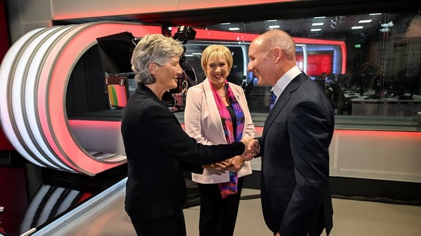 Presidential candidates, from left, Independent candidate Catherine Connolly, Heather Humphreys of Fine Gael and Jim Gavin of Fianna Fáil at the first televised debate 