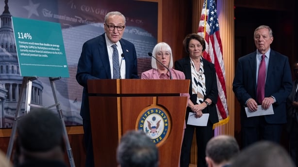 Senate minority leader Chuck Schumer speaks at a press confernece