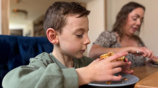 Zach Brunton eating with his family at home in Co Meath