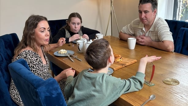Zach Brunton eating with his family at home in Co Meath