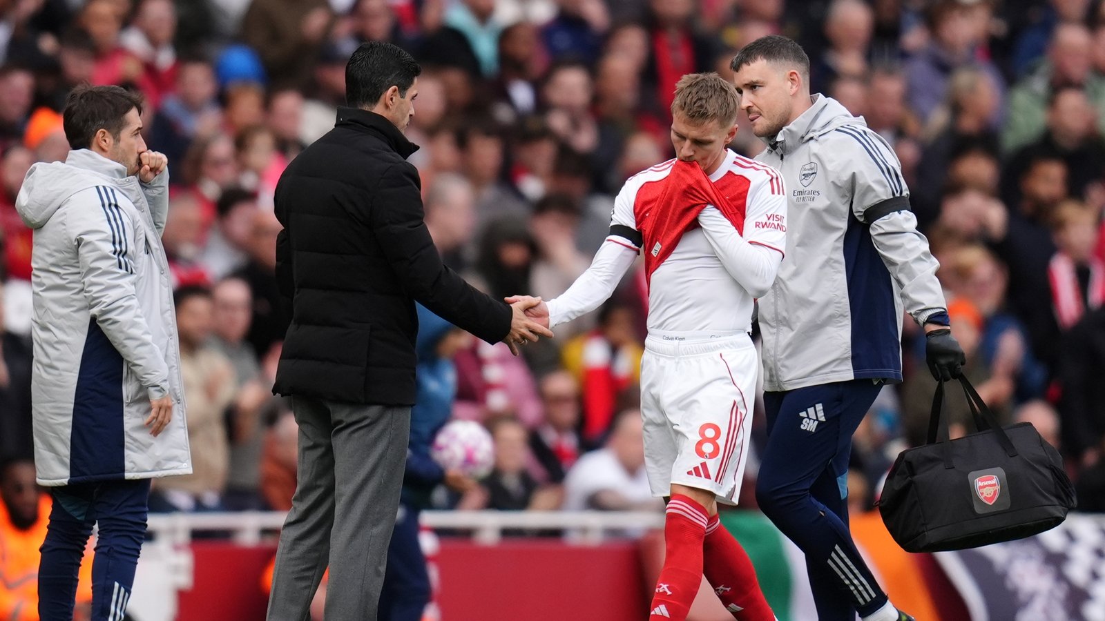 Arteta's worrying injury updates on Odegaard and Rice