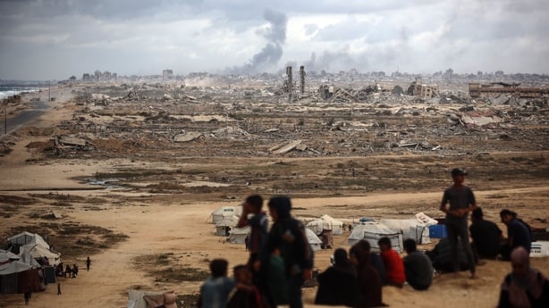 A smoke plume billows following Israeli bombardment on Gaza