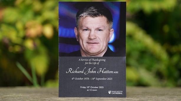 In this photo illustration the order of service can be seen at the funeral of Ricky Hatton at Manchester Cathedral on October 10, 2025 in Manchester, England. Ricky Hatton was a professional boxer who competed as a light-welterweight and welterweight between 1997 and 2012. He was found dead at his h