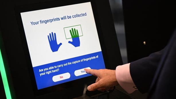 A person uses the Automated European Union Entry/Exit System