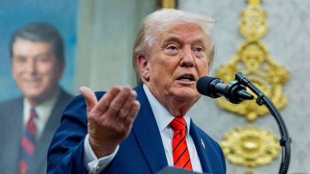 Donald Trump speaks in the Oval Office