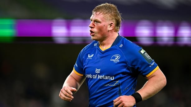 11 October 2025; Paddy McCarthy of Leinster during the United Rugby Championship match between Leinster and Hollywoodbets Sharks at the Aviva Stadium in Dublin. Photo by Seb Daly/Sportsfile