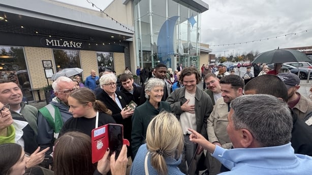 independent presidential candidate Catherine Connolly at the Crescent shopping centre in Limerick