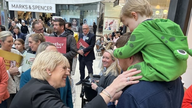 Fine Gael presidential candidate Heather Humphreys met with voters at Blanchardstown shopping centre 