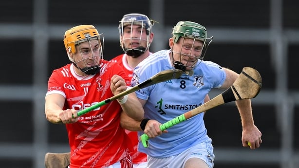 19 October 2025; William O'Donoghue of Na Piarsaigh is tackled by Adam English of Doon during the Limerick County Senior Club Hurling Championship final match between Doon and Na Piarsaigh at TUS Gaelic Grounds in Limerick. Photo by Brendan Moran/Sportsfile