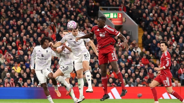 Harry Maguire with Manchester United's winner against Liverpool, Premier League, October 2025