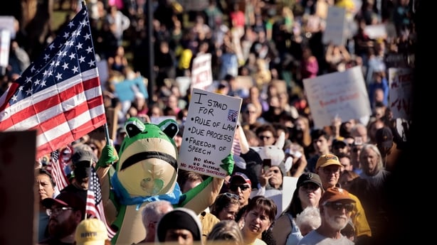 Boston, MA - October 18: A protester wore an inflatable frog costume during the No Kings rally on Boston Common on October 18, 2025. (Photo by Craig F. Walker/The Boston Globe via Getty Images) 