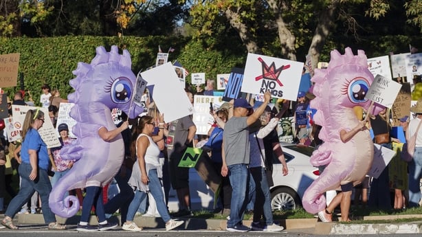 THOUSAND OAKS, CA - OCTOBER 18: Demonstrators participate in the second 