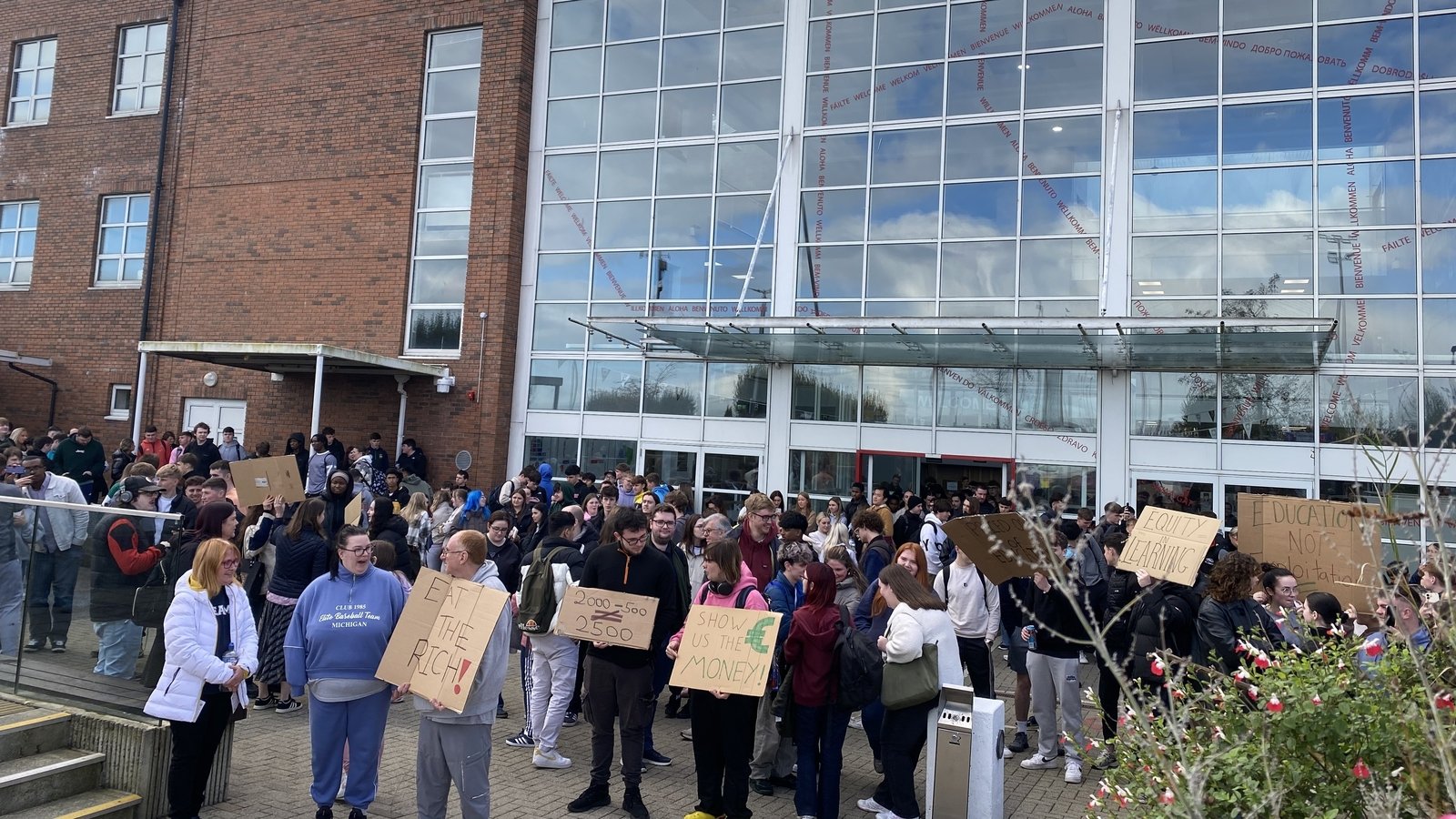 Technological university students in walkout protest
