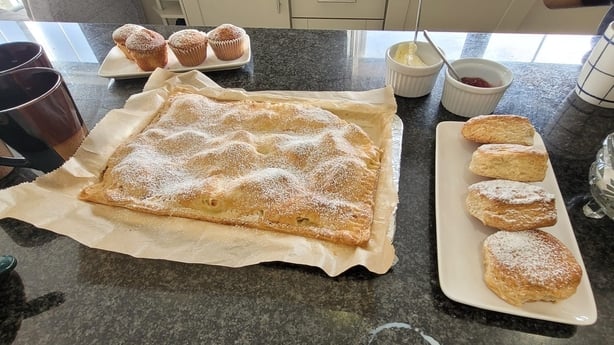 Tea and scones are pictured for voters after they cast their vote 