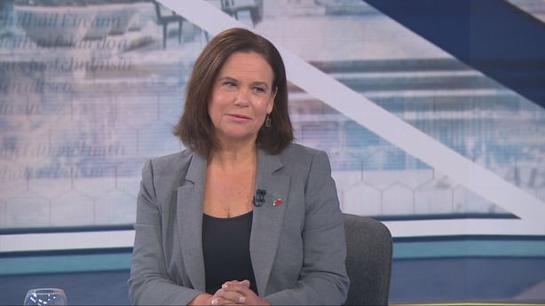 Mary Lou McDonald speaking in an RTÉ studio