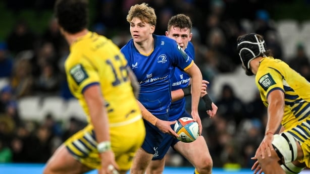 25 October 2025; Caspar Gabriel of Leinster in action during the United Rugby Championship match between Leinster and Zebre Parma at the Aviva Stadium in Dublin. Photo by Brendan Moran/Sportsfile
