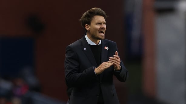 GLASGOW, SCOTLAND - OCTOBER 26: Rangers manager Danny Röhl reacts during the Premier League match between Rangers and Kilmarnock at Ibrox Stadium on October 26, 2025 in Glasgow, Scotland. (Photo by Ian MacNicol/Getty Images)