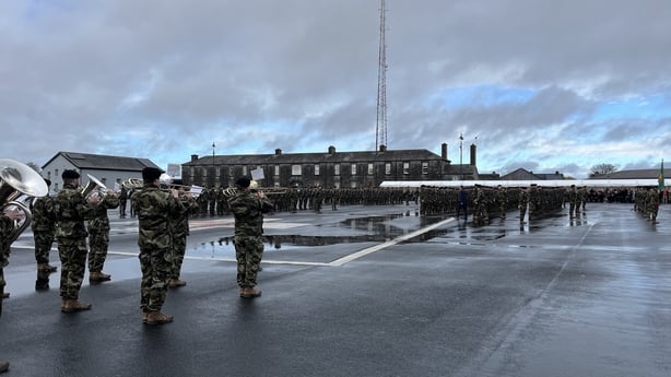 Members of the Defence Forces involved in a ceremony in Athlone