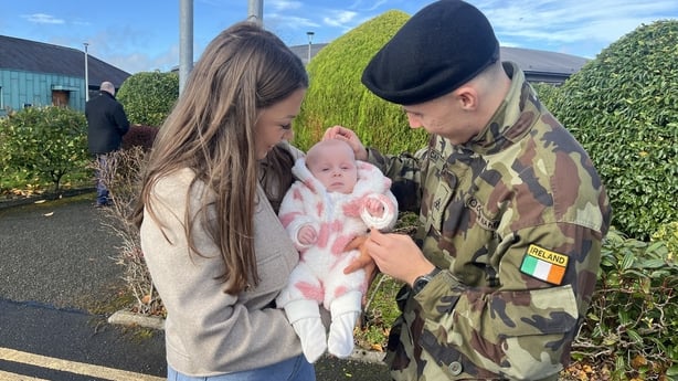 2261: Private Jordan Carr with Lauren Newcombe and their daughter Lily