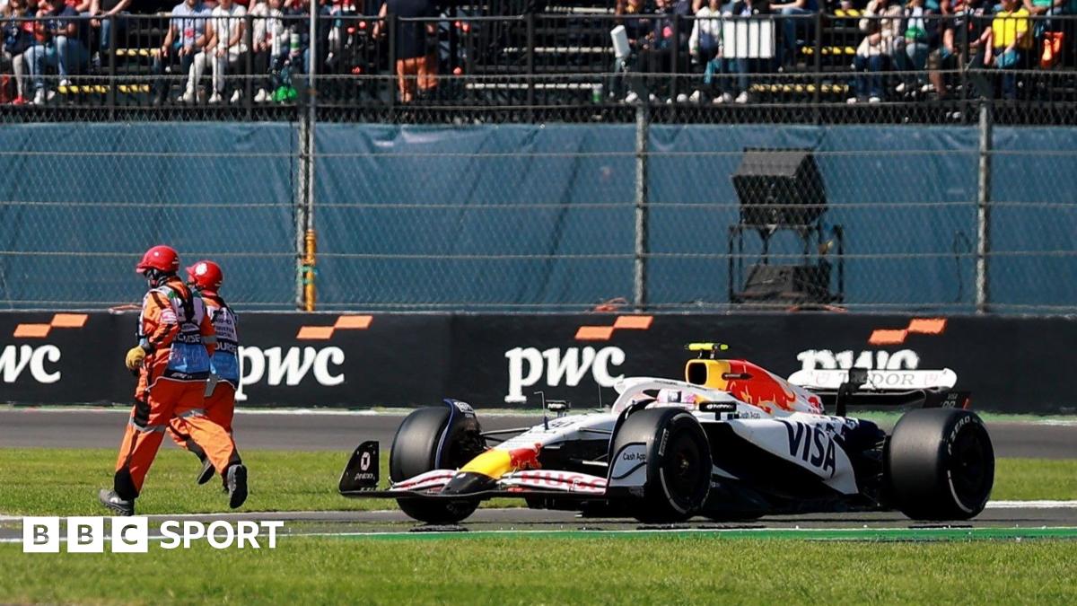 A marshal runs on the track during the Mexico City Grand Prix