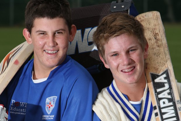 Nic Maddinson (left) and Adam Zampa in 2009 after being picked for the NSW under-19 cricket team. 