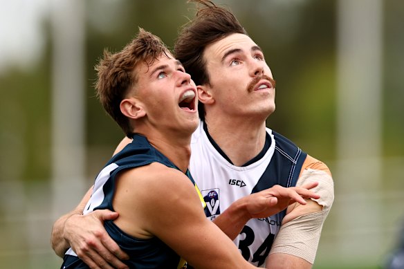 Duff-Tytler (left) can impact the game as a ruckman and forward.