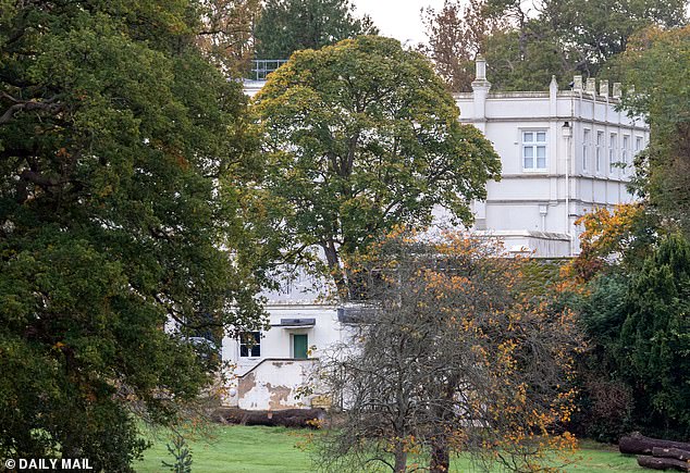 Cracks and mould are visible on the outside walls of Royal Lodge in Windsor in photos snapped yesterday
