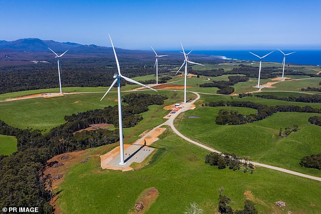 The Albanese government needs to shift from grandstanding about 2035 targets that won't be met without considerable pain, including the pain of trying and failing, and instead focus on practical adaptation pathways. A wind farm in Tasmania is pictured above
