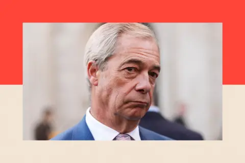 Bloomberg via Getty Images A close up shot of Nigel Farage