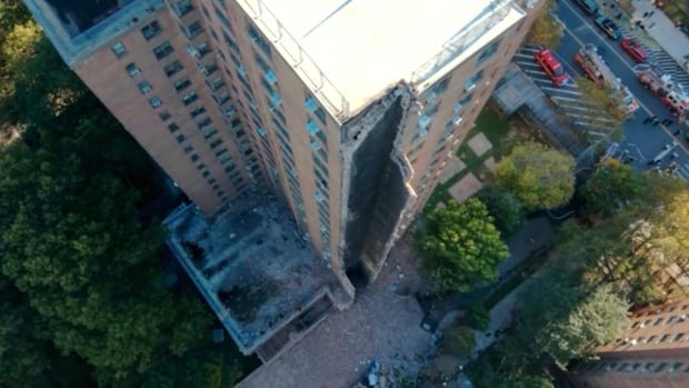 Part of a highrise apartment building in New York City collapses after gas explosion