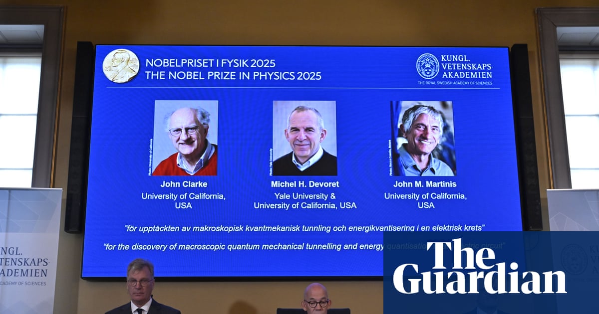 Nobel prize in physics awarded to three scientists for work on quantum mechanics | Nobel prize in literature