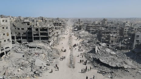 Drone footage shows destruction as Gazans reflect on returning back home – video