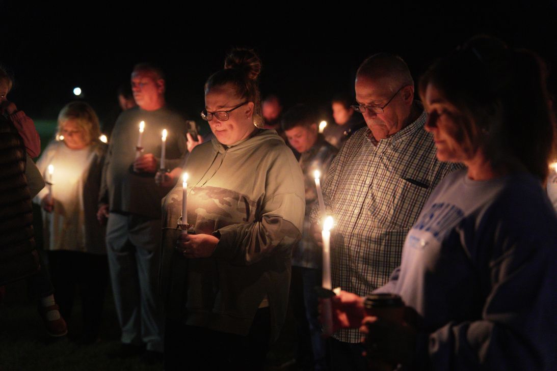 Residents attend a vigil honoring the victims of a blast at an explosives plant, Accurate Energetic Systems, in Centerville, Tennessee, on Friday.