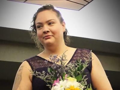 woman with dress and flowers