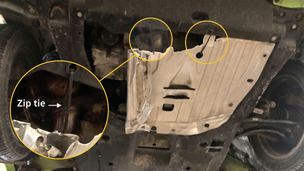 Photo showing the under carriage of Travis Jones's car 