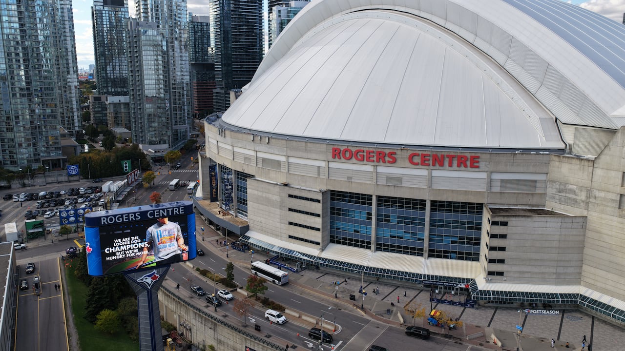A partial view of a baseball stadium