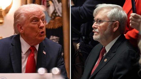 'I don't like you either': Trump chides Australian ambassador Kevin Rudd at White House – video