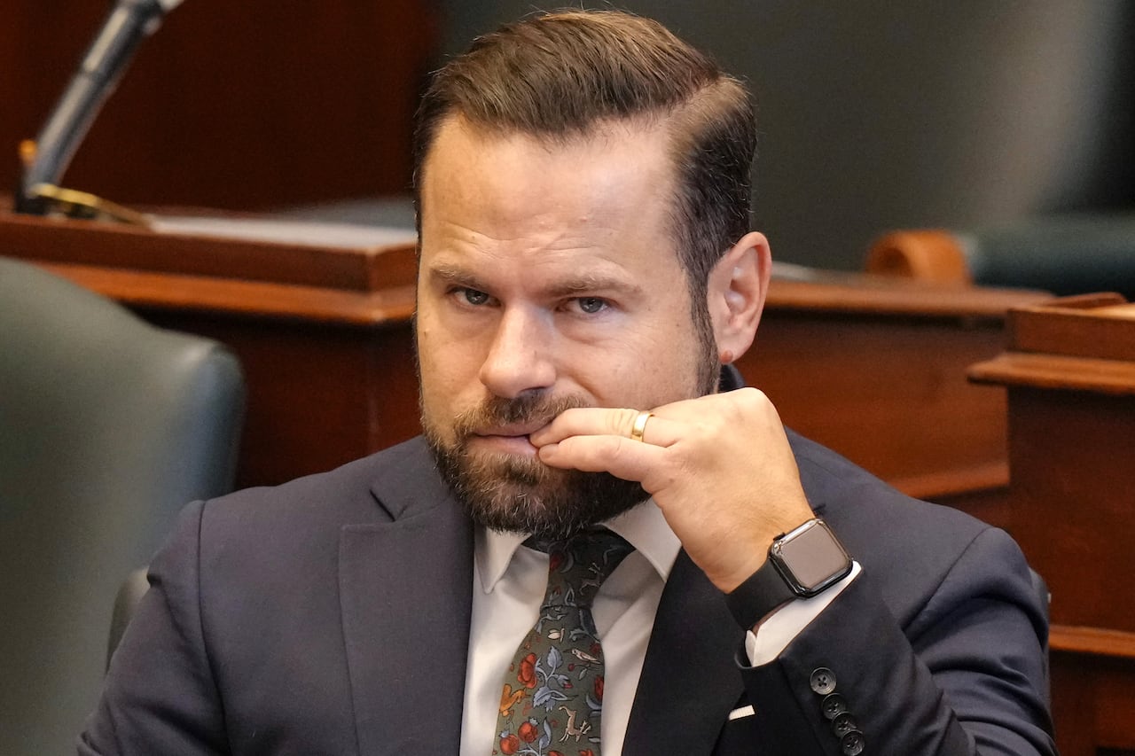 David Piccini Ontario's Minister of Labour, Immigration, Training and Skills Development attends Question Period at the Ontario Legislature in Toronto, Tuesday, Nov. 28, 2023. THE CANADIAN PRESS/Chris Young