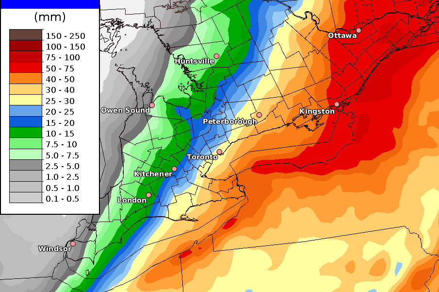 Weather radar around the Ottawa area.