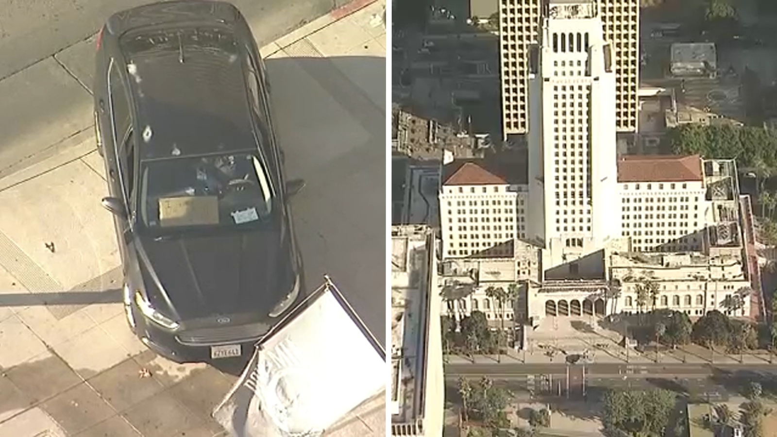 LA City Hall crash: Driver surrenders after crashing into City Hall steps, barricading in car