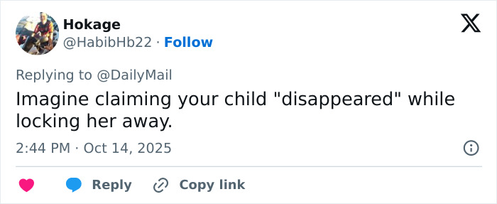 Tweet discussing a teen missing for 27 years discovered living in parents’ house in horrific condition.