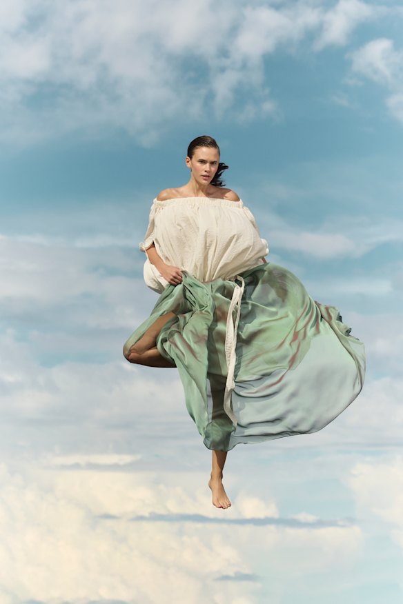 Lee Mathews “Alexia” blouse, $599. Bianca Spender “Efuse” skirt, $595.