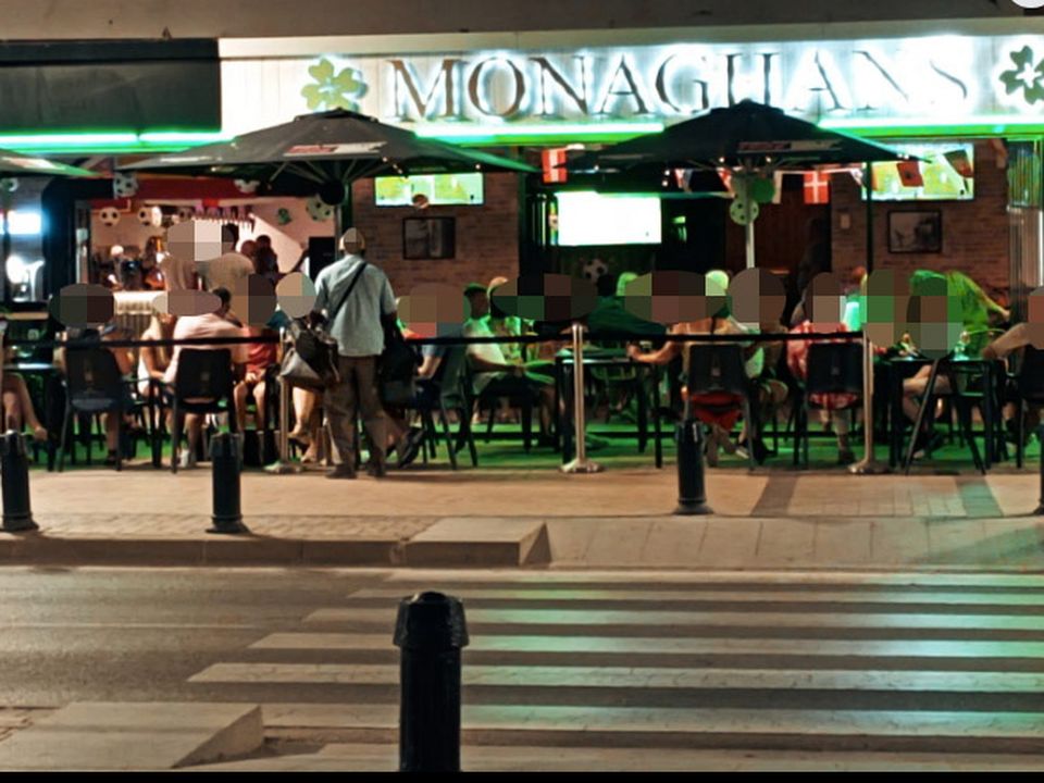The scene at Monaghan’s pub in Fuengirola on the Costa del Sol where Eddie Lyons Jnr and Ross Monaghan were gunned down