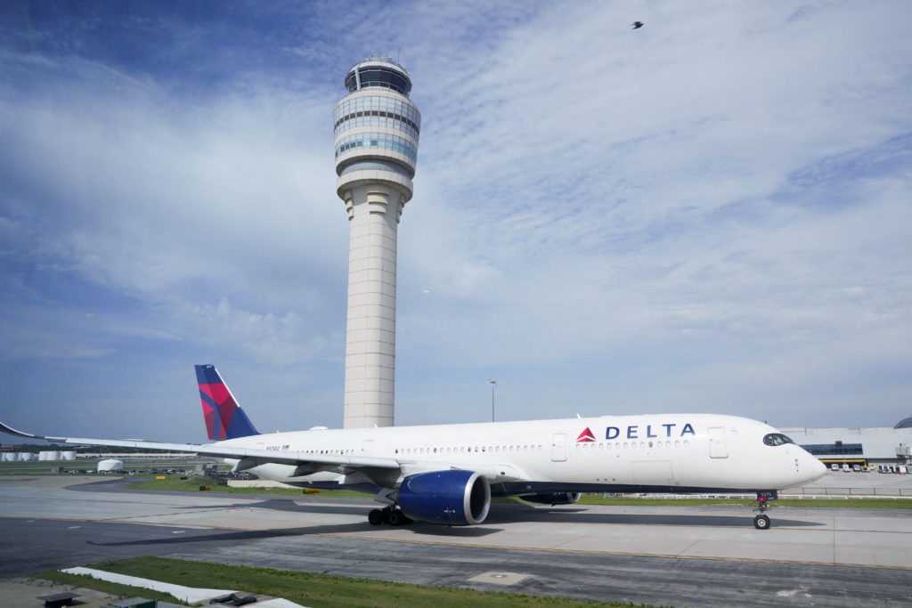 Air traffic control tower is seen at Hartsfield-Jackson Atlanta International Airport
