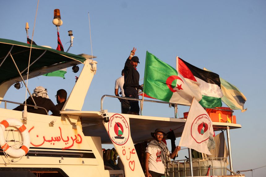The flotilla is aiming to break Israel's longstanding maritime blockade of Gaza.