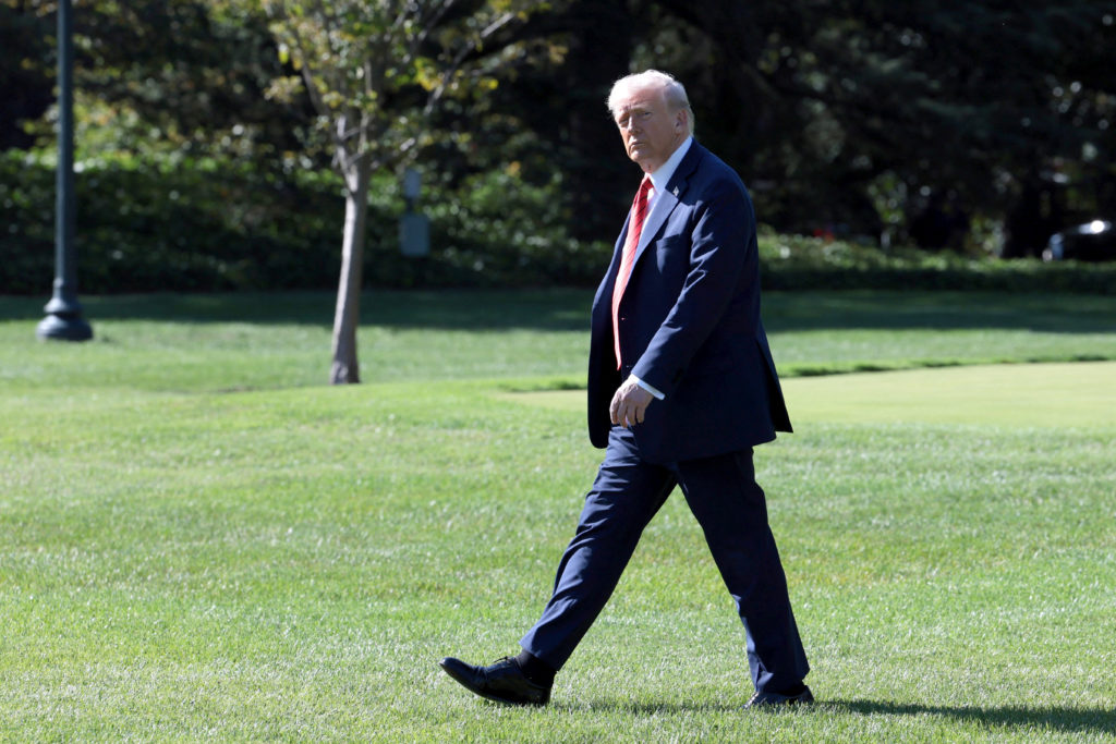 U.S. President Trump departs for Walter Reed National Military Medical Center from the White House in Washington