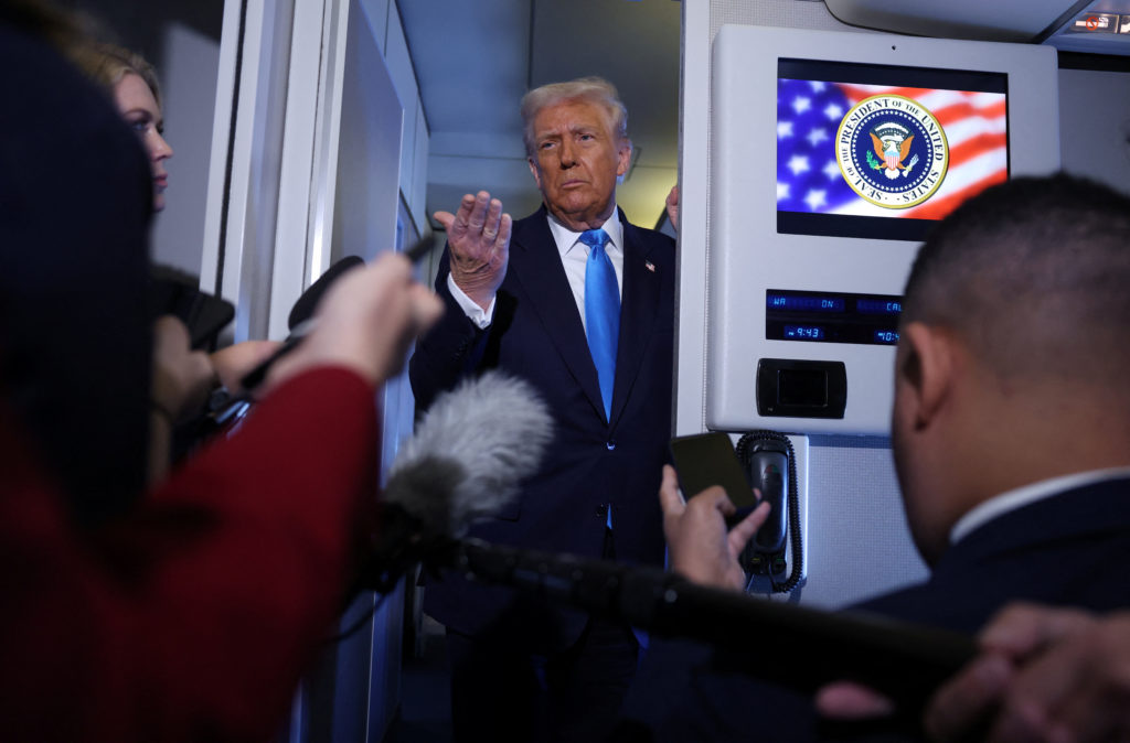 U.S. President Donald Trump en route to South Korea