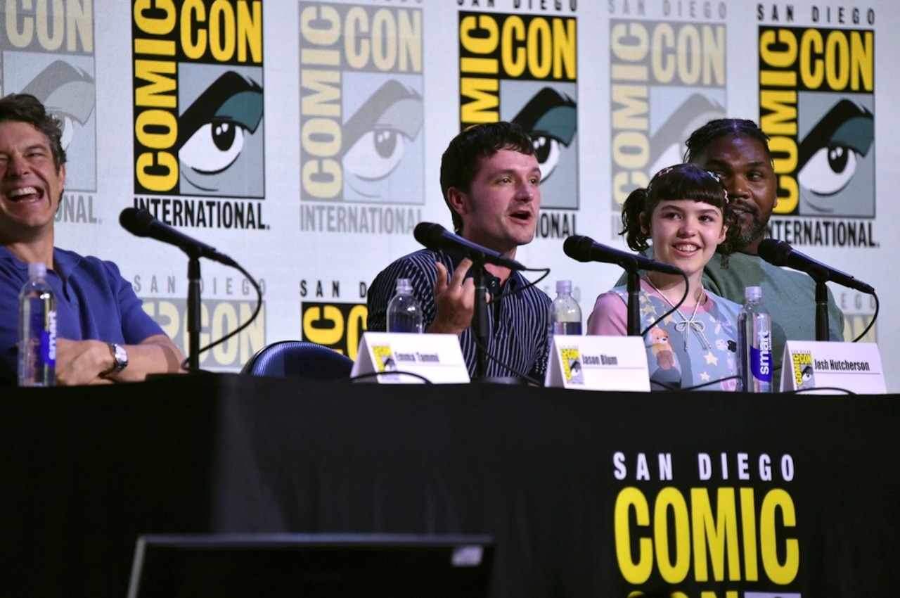 Jason Blum, from left, Josh Hutcherson, Piper Rubio, and Theodus Crane